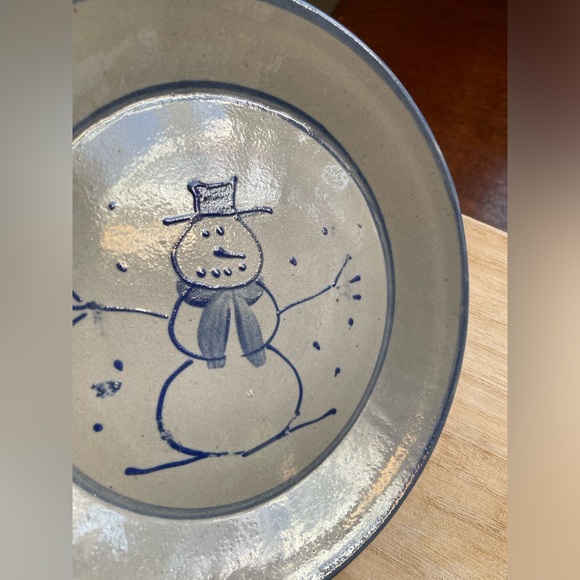 Vintage 1998 Beaumont Brothers Pottery Salt Glaze 7" Snowman Plate - Picture 2 of 5